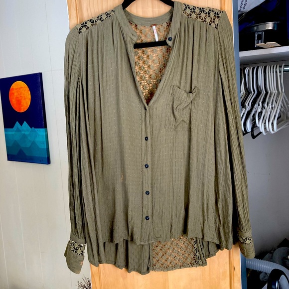 Free People-Olive Green Tunic -S - Picture 1 of 4